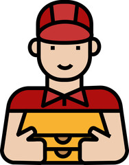 Delivery Man Icon. Food delivery concept outline style icon