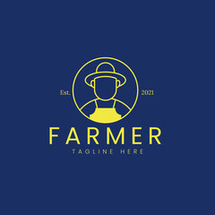 Farmer logo and icon. Premium vector harvest illustration.