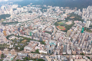 Obraz premium Amazing aerial view of the Kowloon residential area, Tokwawan, Hung Hom, Hong Kong
