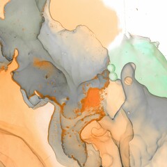 Turquoise Alcohol Ink Painting. Acrylic Oil