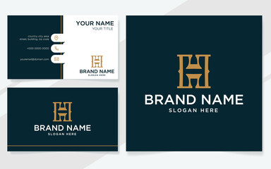 Initial letter H luxury logo for company with business card template