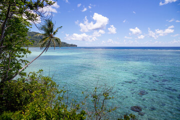 View over the protected lagoon of Tetepare Island, a nature reserve in the Solomon Islands.
