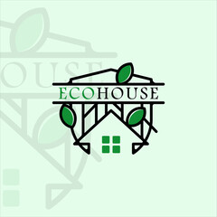 eco house logo vector illustration template icon graphic design. building and architecture with leaf nature for business and company
