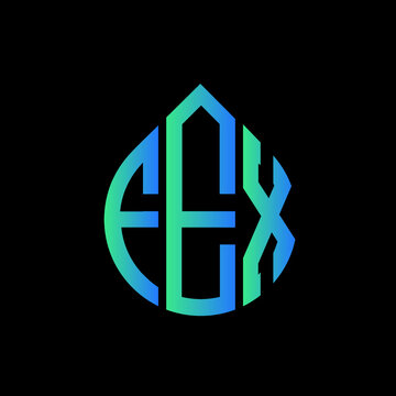 FEX letter logo design on black background. 
FEX circle letter logo design with ellipse shape.
FEX creative initials letter logo concept.FEX logo vector. 