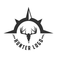 Hunting Logo With Deer Horn Logo Design Template.