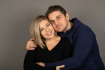 Happy couple studio portrait