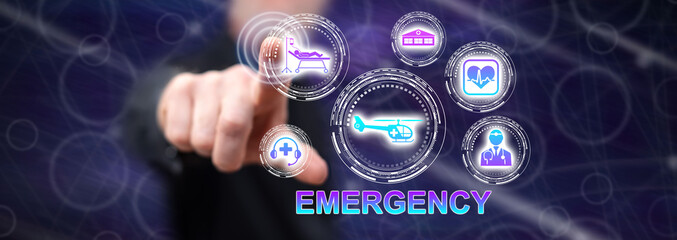 Man touching an emergency concept