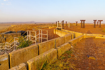 Sunset view of the Tel Saki military bunker. Golan Heights