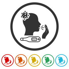 Fever icon isolated on white background, color set