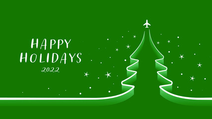 Christmas and New Year card background. Xmas flight spruce tree. Bright Winter holiday composition. Greeting card, banner, poster