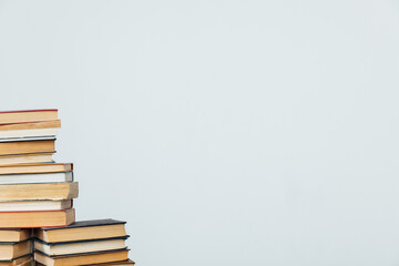 old study books in the university library for exams