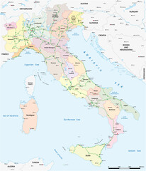 Fototapeta premium Vector map of the Italian national highway system 