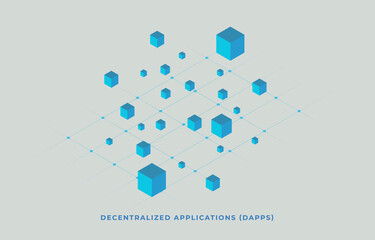 Decentralized Application Dapps concept. Blockchain technology fintech Open-source software and Smart Contract concept on ethereum cryptocurrency