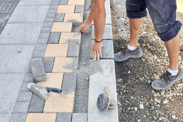 Construction worker on a public road reconstruction.