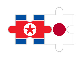 puzzle pieces of north korea and japan flags. vector illustration isolated on white background