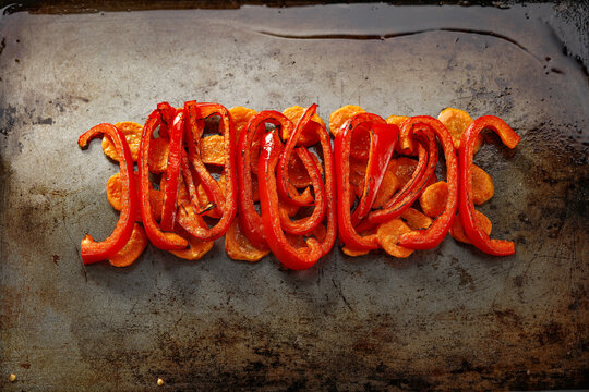 Grilled peppers. Empty slace for your text or product 