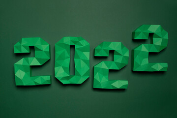 2022 paper cut numbers in green color