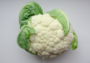 isolated cauliflower close up on white background
