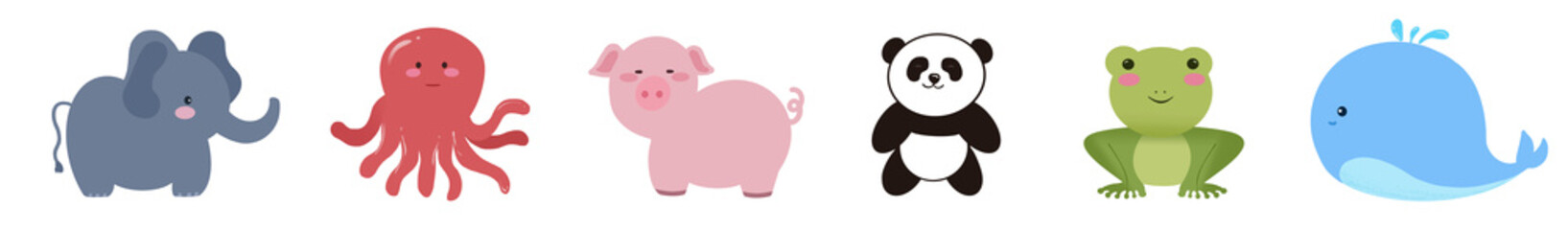 Set of various cartoon animals