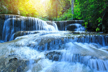 Kao fu waterfall Beautiful waterfall in jungle forest ,Tham pha tai NationalPark,Lampang,Thailand .