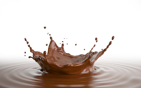 Liquid chocolate crown splash with ripples, illustration