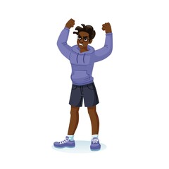 Vector flat cartoon black man character in aggressive mood-social inequality and protest,discontent,black lives matter movement,anger management and social behavior concept,web site banner ad design