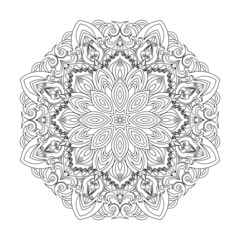 Zentangle inspired mandala zen doodle illustration with tribal boho chic ornaments. Oriental ornamental background.
