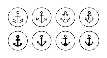 Anchor icons set. Anchor sign and symbol. Anchor marine icon.