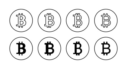 Bitcoin icons set. bitcoin sign and symbol. payment symbol. cryptocurrency logo