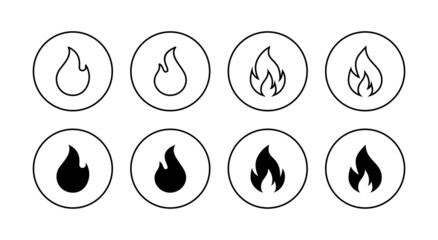 Fire icons set. fire sign and symbol