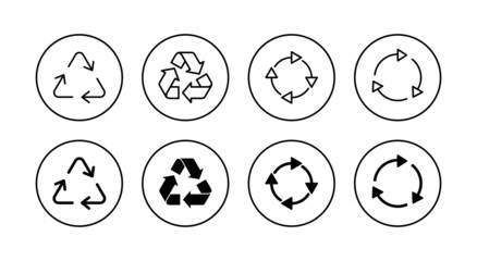 Recycle icons set. Recycling sign and symbol.