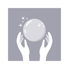 Hands holding a crystal ball.