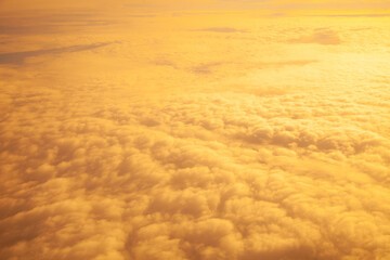 Fototapeta na wymiar view from the window plane, cloud and sunset window aircraft,