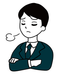 ため息をつくスーツを着た男性会社員