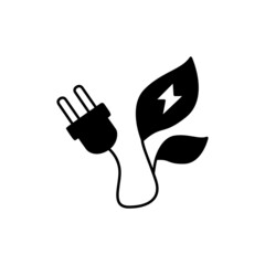 eco electric, eco energy Icon in black flat glyph, filled style isolated on white background