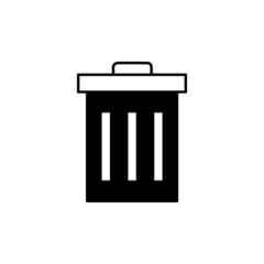 trash Icon in black flat glyph, filled style isolated on white background