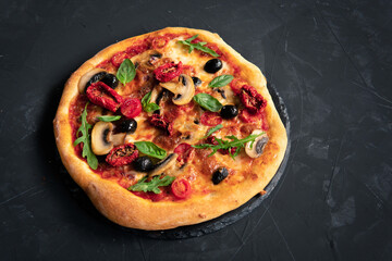 Fresh Homemade Italian Pizza with tomato and basil