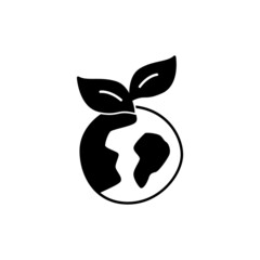 Eco earth, ecology Icon in black flat glyph, filled style isolated on white background