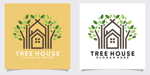 tree house logo design with creative concept