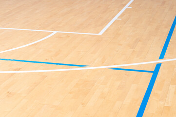 Wooden floor  basketball, badminton, futsal, handball, volleyball, football, soccer court. Wooden...