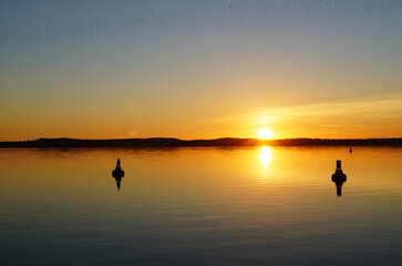 Fototapeta premium Sunset at the Mirower See in Mirow. 