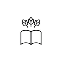 Books, fiction and reading concept. Vector sign drawn in modern flat style. High quality pictogram suitable for advertising, web sites, internet stores. Line icon of bouquet of flowers over book