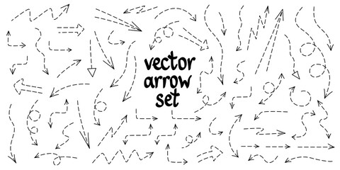 Arrows collection set. Dotted line. Vector black elements collection