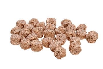 bran in the shape of balls insulated on a white background