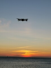 airplane at sunset