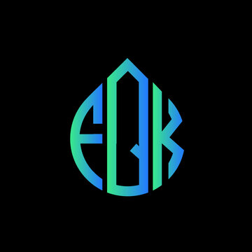 FQK letter logo design on black background. 
FQK circle letter logo design with ellipse shape.
FQK creative initials letter logo concept.FQK logo vector. 