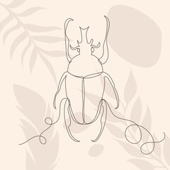beetle line drawing, on abstract background