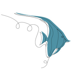 fish sketch, contour, vector, isolated