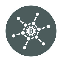 Fototapeta premium Block chain, bitcoin icon. Gray vector sketch.