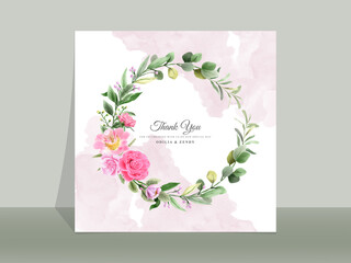 Beautiful floral hand drawn wedding invitation card template